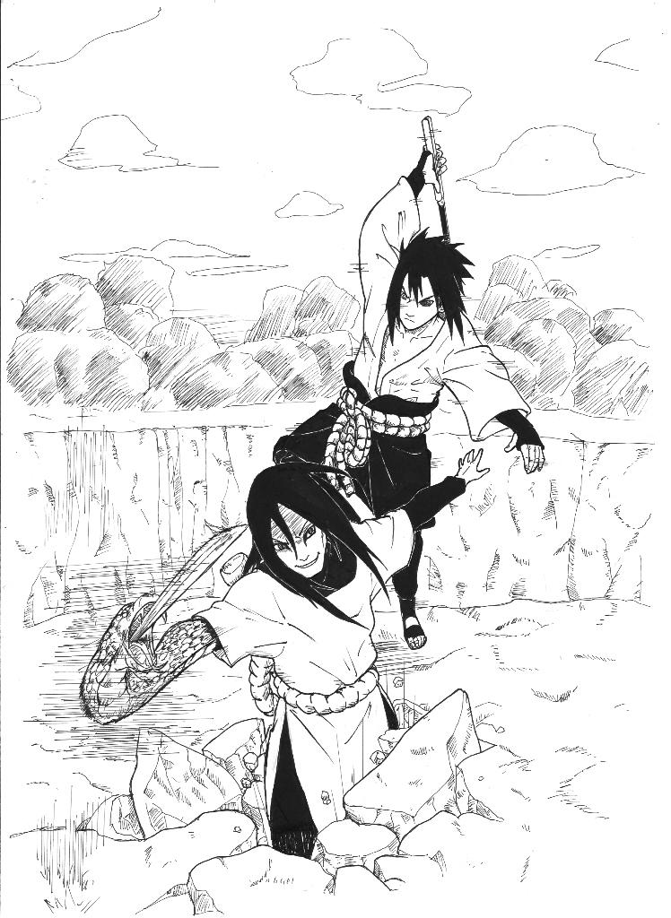 Учиха Саске Orochimaru_and_sasuke_sparring_by_sharingandevil