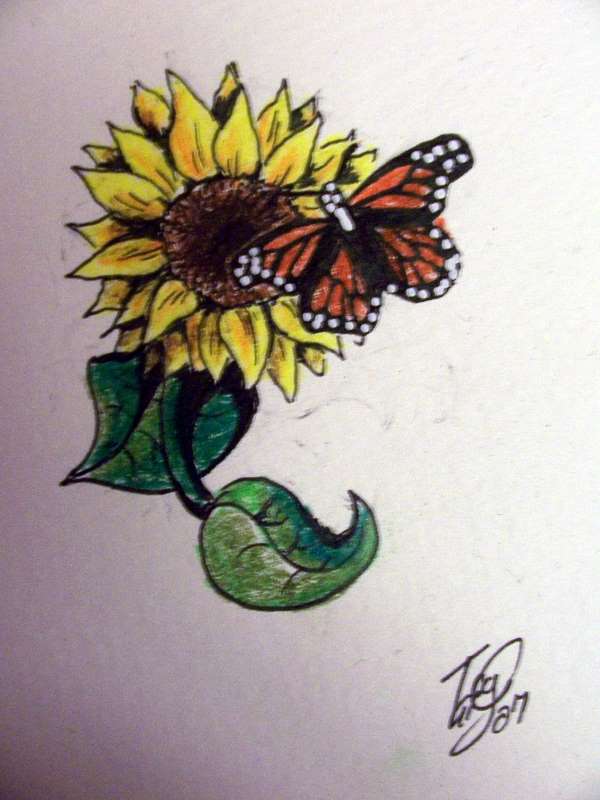 Tattoo butterfly on sunflower by Nonnyarie on deviantART sunflower tattoos