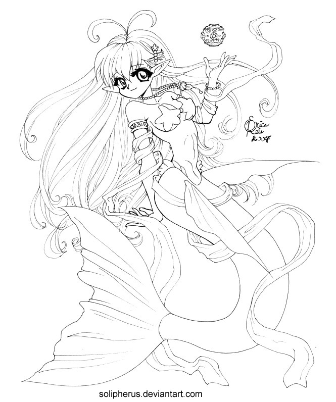 anime mermaid Colouring Pages