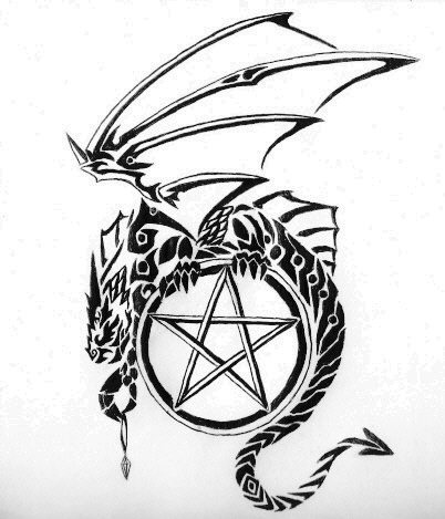 Dragon and Pentagram - shoulder tattoo