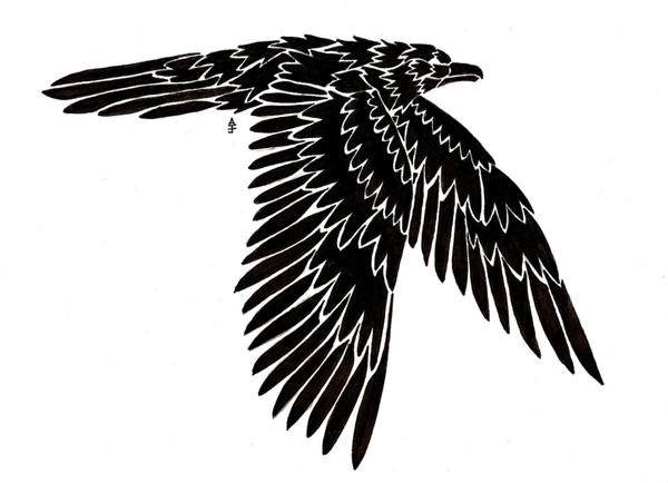 raven tattoo. Flying Raven Tattoo by