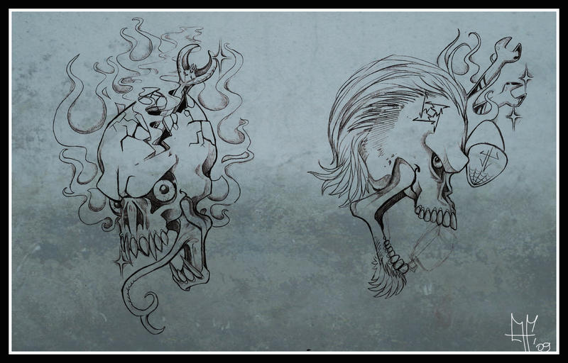 Psycho+Hetfield tattoo skulls