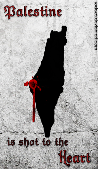 Pencipta gambar ini berkata: Palestine is shot to the heart and no one cares to heal the wounds , our people in Gaza , may God be with you ~ Picture by SoDoXa of Deviant Art