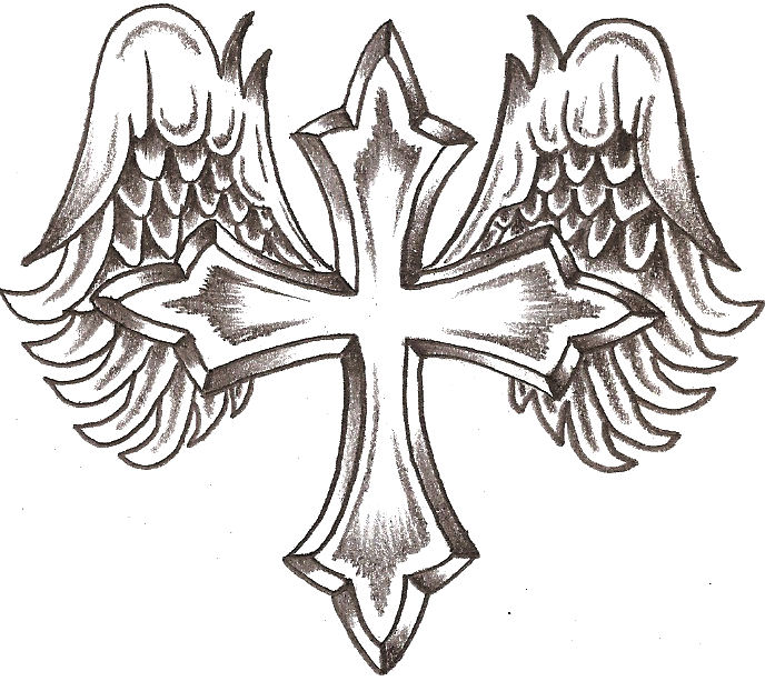 Women Cross Tattoos Designs Angel cross tattoo spreading wings on the back
