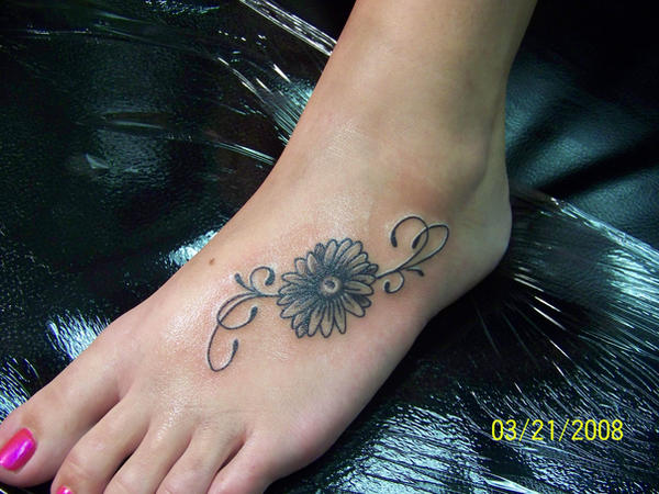Foot With a Flower | Flower Tattoo