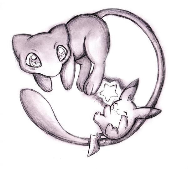 Mew_and_baby_Pikachu_by_shiroiwolf.jpg