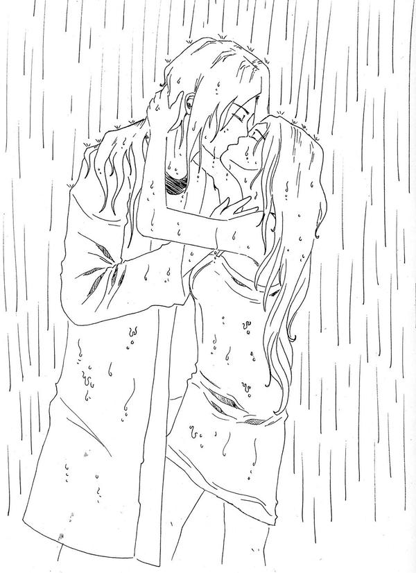 kissing in rain. kissing in rain wallpaper.