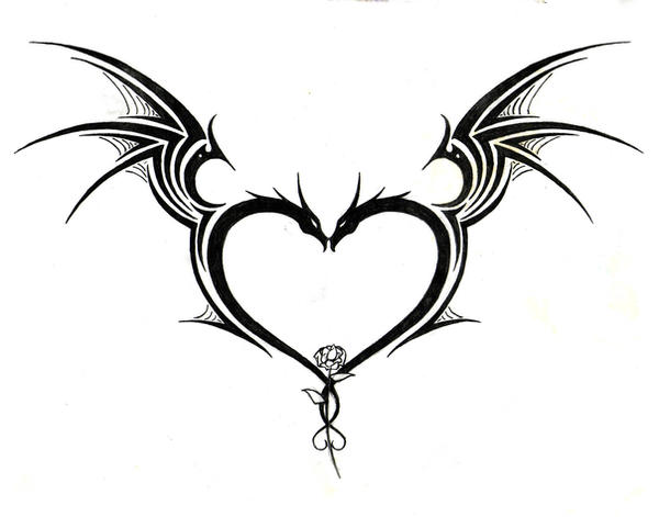 Tribal Dragon Heart Tattoo Designs