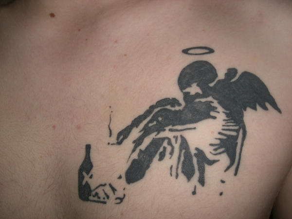 My Banksy fallen angel tattoo by Robzillart on deviantART