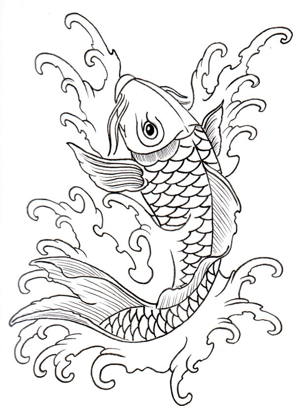 Koi Outline 08 Fish Tattoo Designs