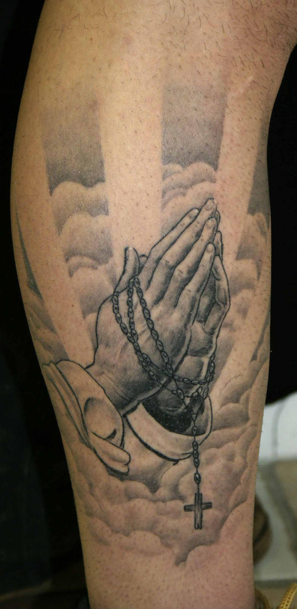 praying hands rosary tattoo. Praying Hands w Rosary Beads