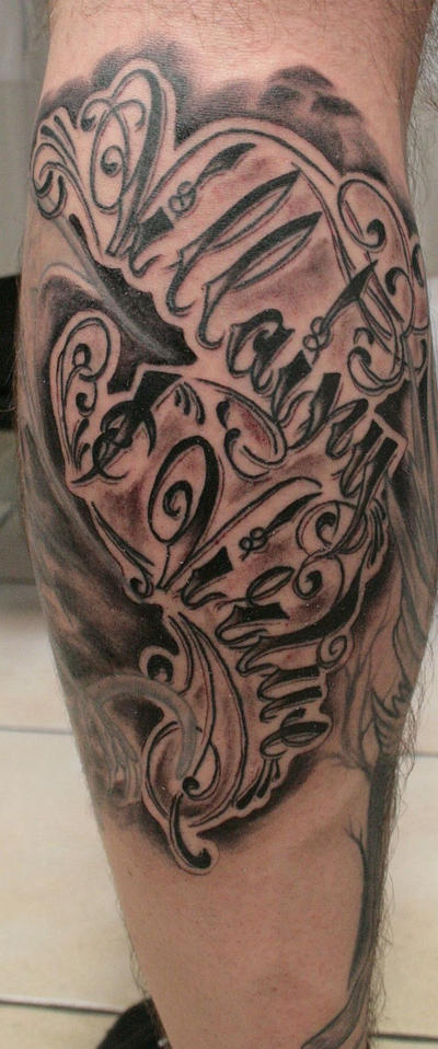 Chicano Lettering leg TaT by
