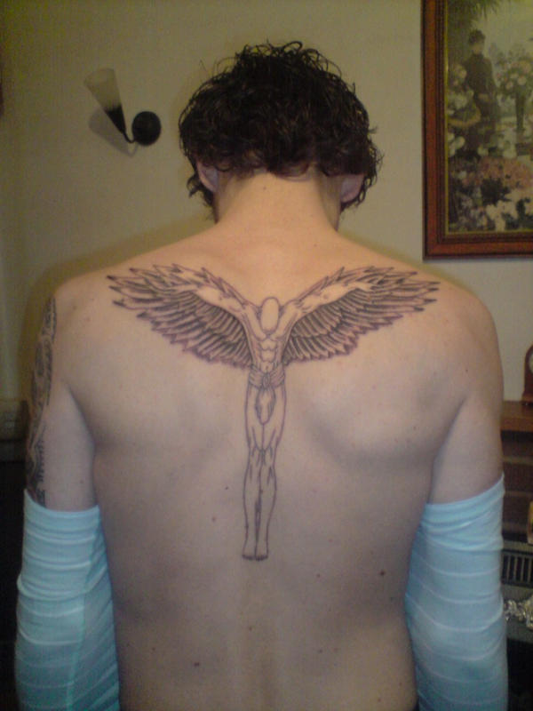 guardian angel back tattooo by