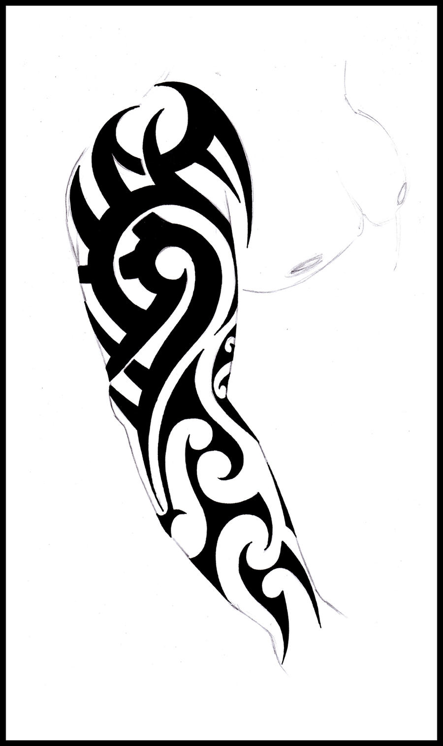 Tribal Arm Sleeve Tattoo Stencil Design