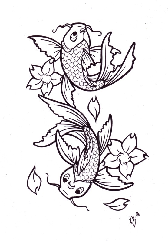 Koi Fish Tattoo Sketch Design