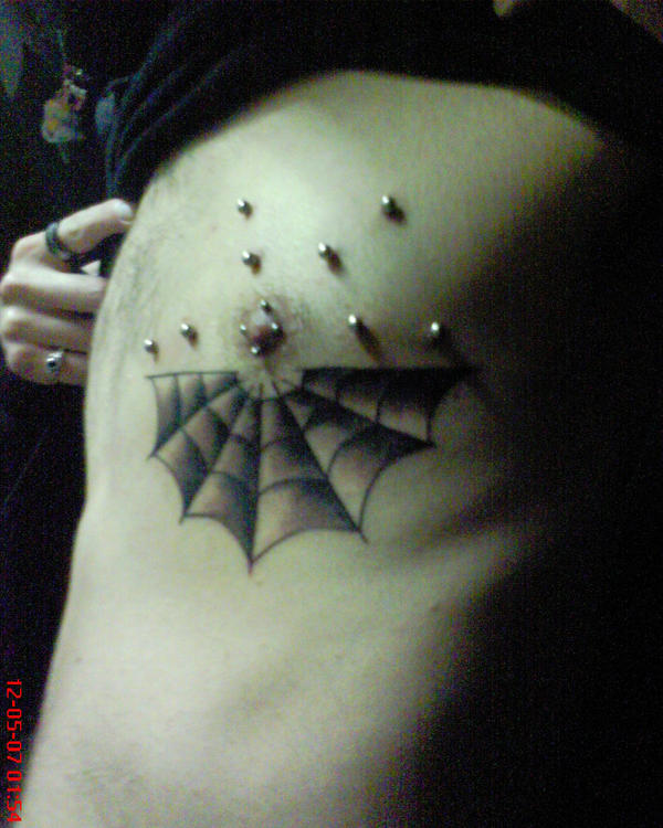 My spider web piercing tattoo by saettablu on deviantART
