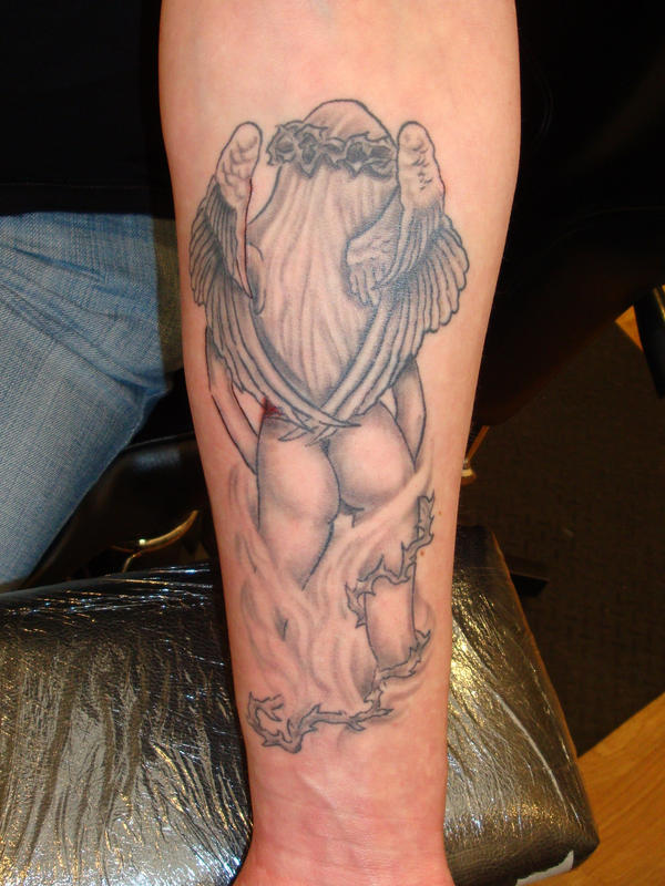 angel arm tattoo by