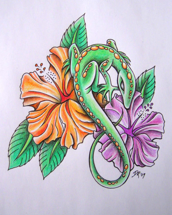 Lizard Tattoo | Flower Tattoo