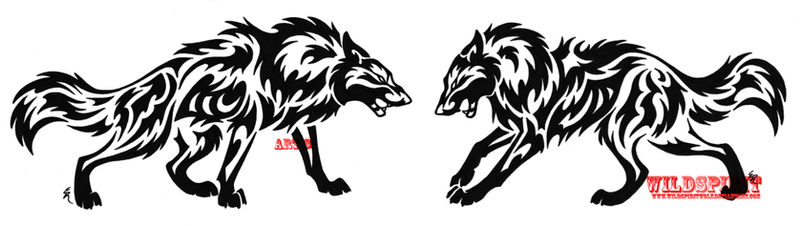 tribal wolf tattoo designs. Tribal Wolf Face Off Tattoo by