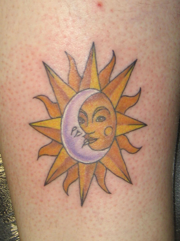 sun and moon tattoos sun and moon leg