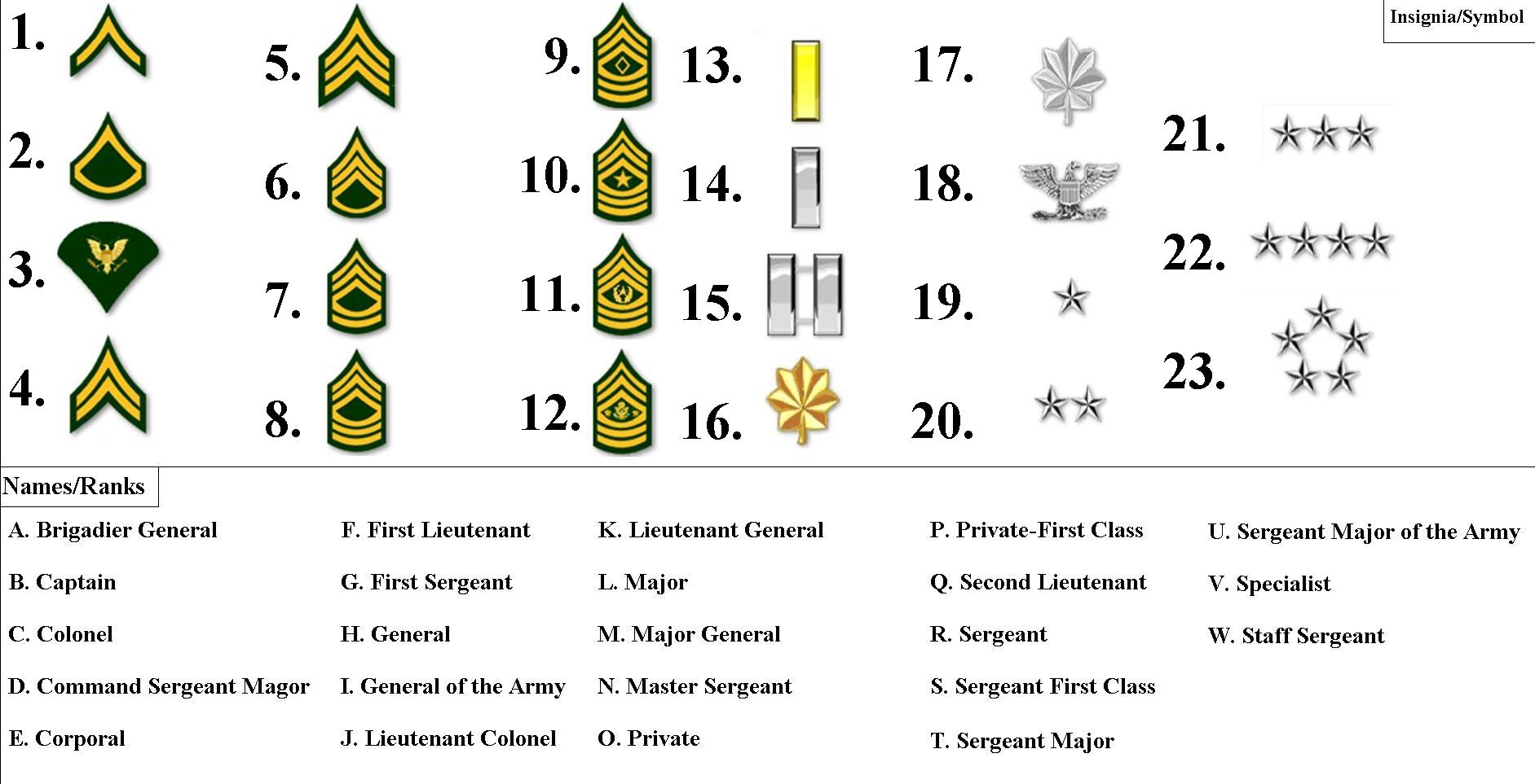 Army Ranks Chart In Order