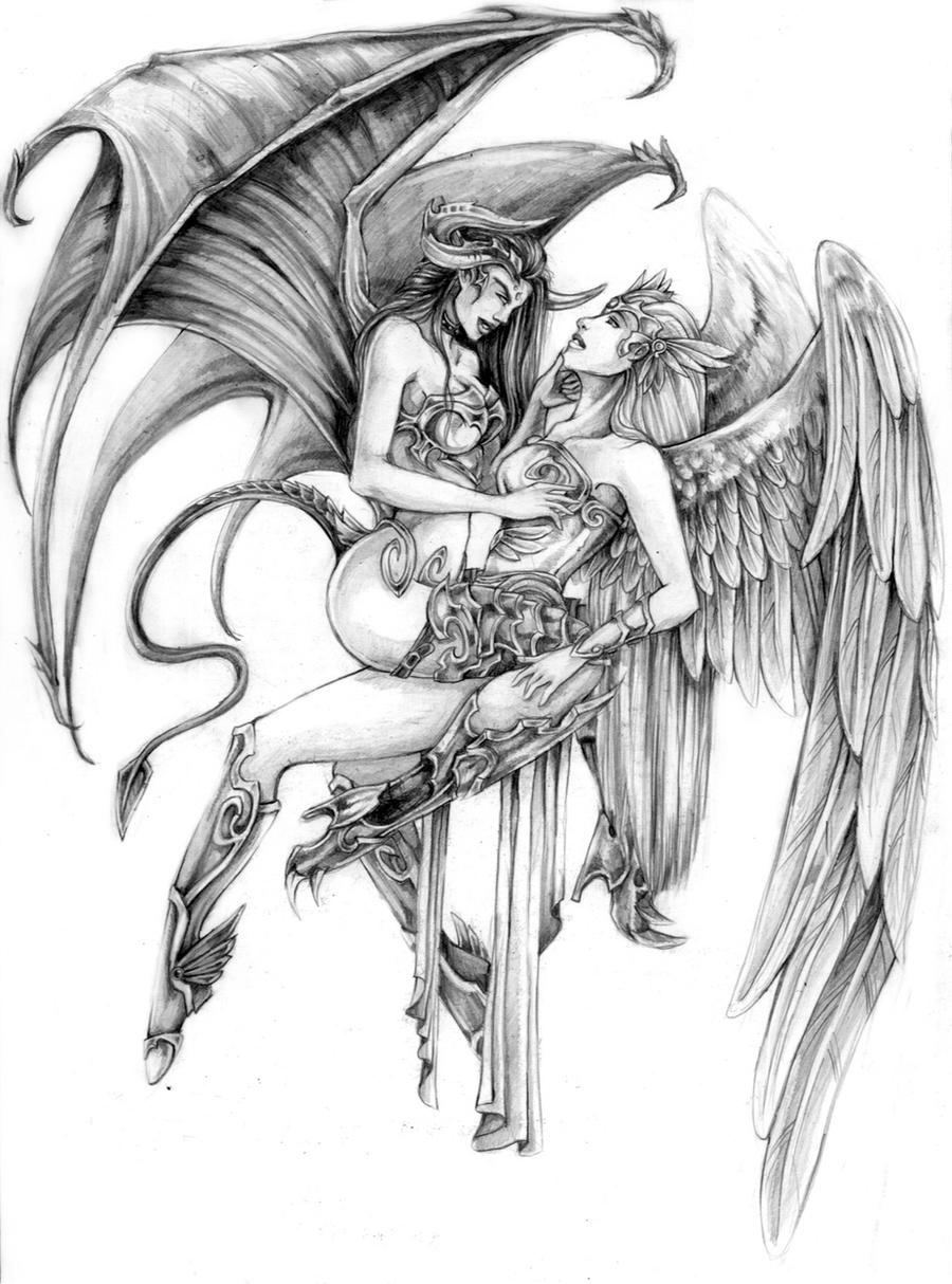 Angel and Demon Tattoo Design