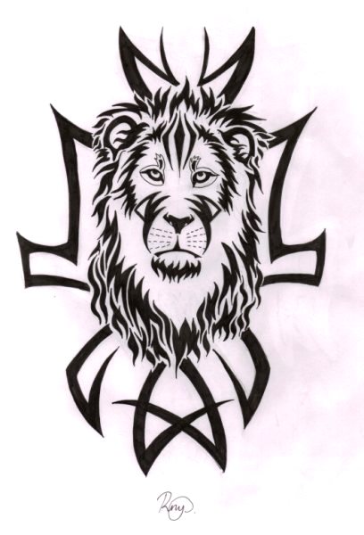 Lion and Tribal tattoo design