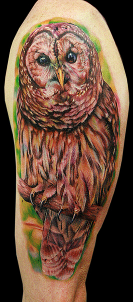 owl arm piece - dragonfly tattoo