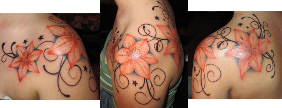 Shoulder Lilies shoulder tattoo