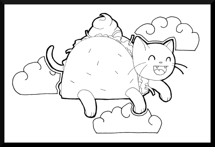 Taco Cat Coloring Pages Sketch Coloring Page