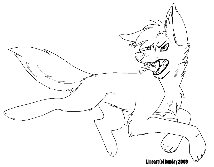 anime wolf lineart. Angry wolf LINEART by ~Bonday