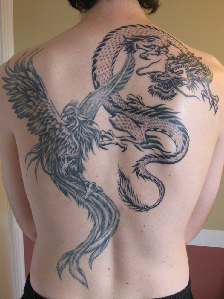 Dragon and Phoenix tattoo by