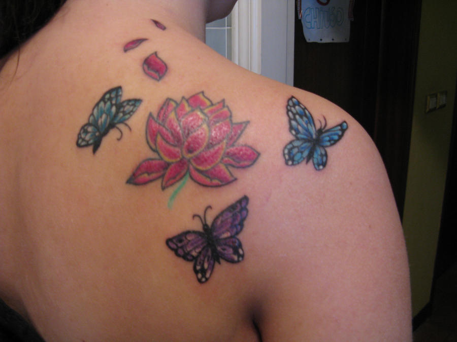lotus and butterfly tattoo by