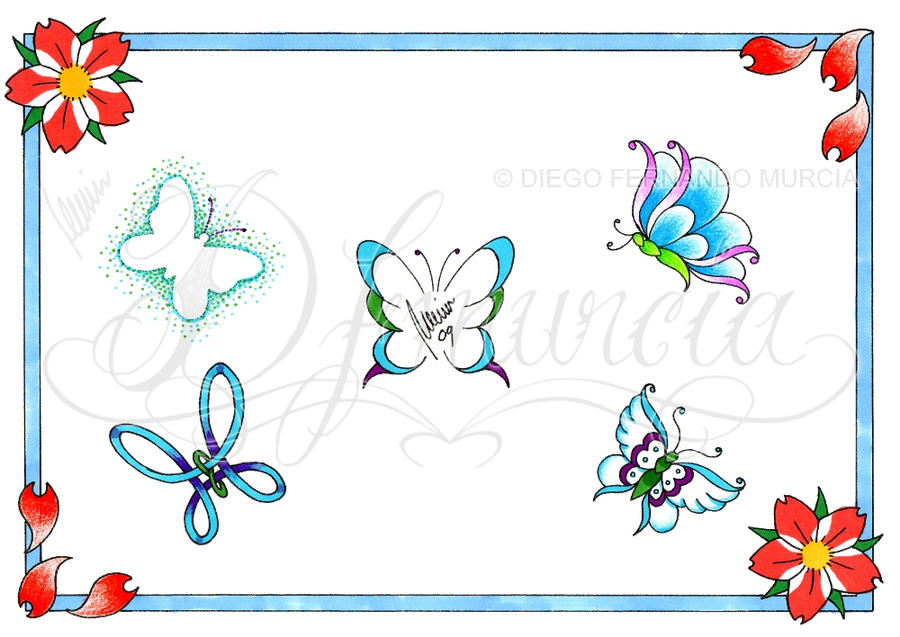 Butterfly flash sheet -color- | Flower Tattoo