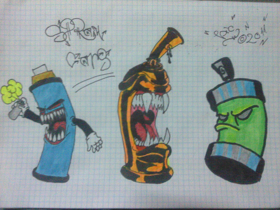 graffiti characters spray cans. Graffiti spray cans characters