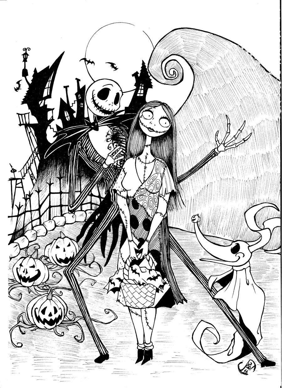 jack skellington and sally coloring pages - photo #2