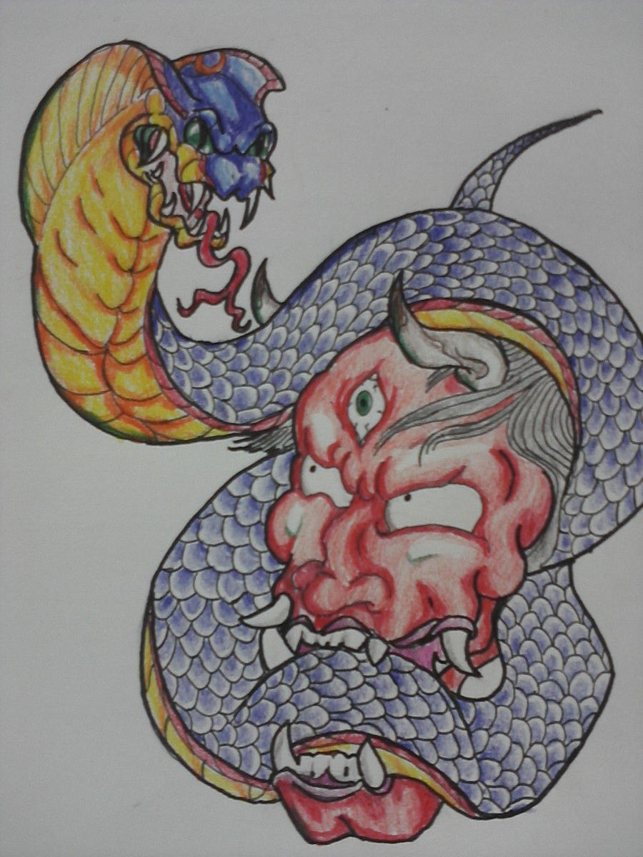 Oni and Cobra tattoo by