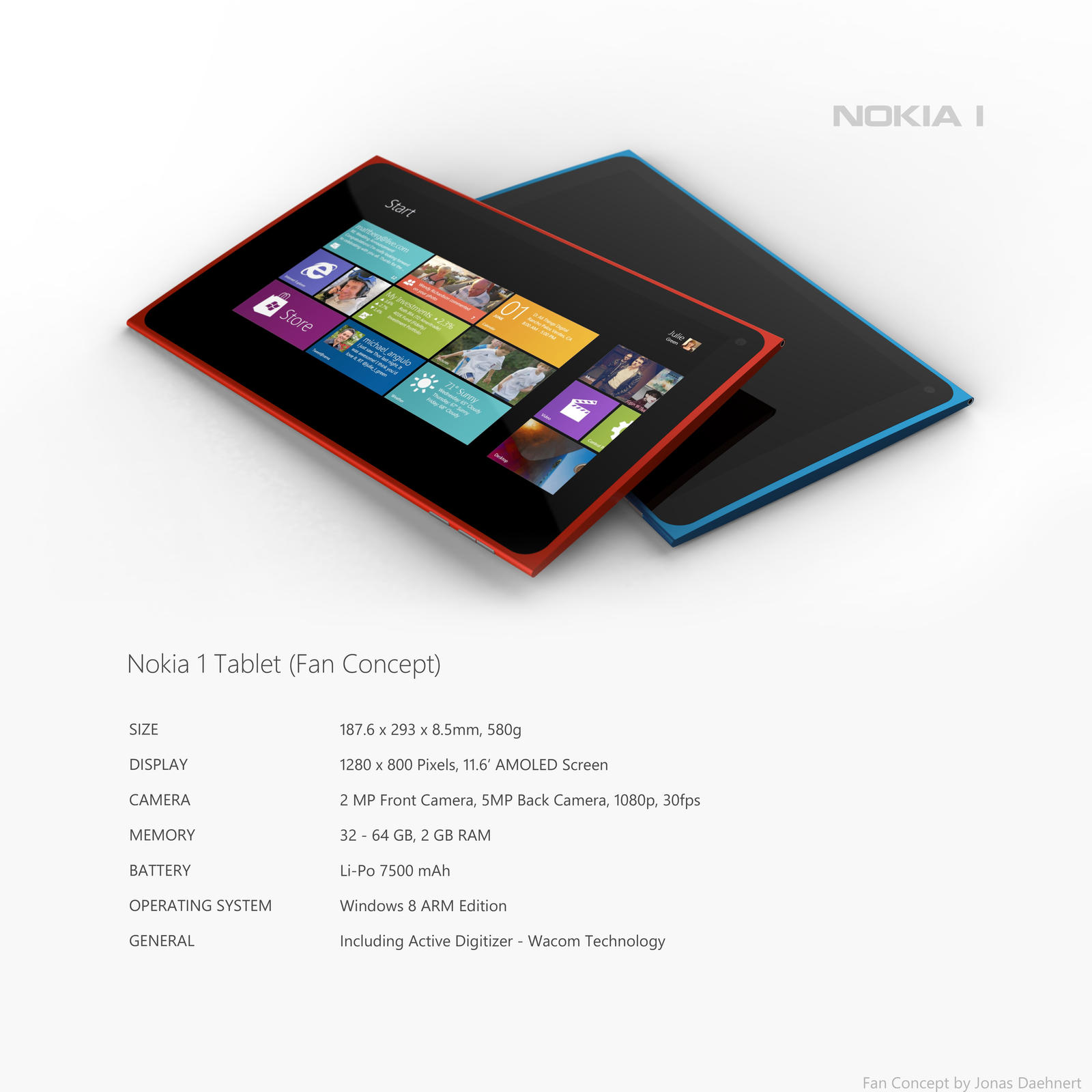 Nokia 1 – Windows 8 Concept Tablet
