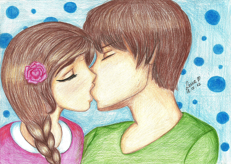 couple kissing by llenalove on deviantart couple kissing drawing cute