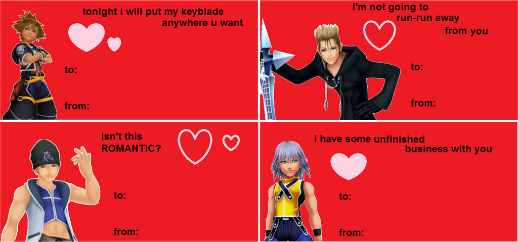 More Kingdom Hearts Valentine's Day Cards by mgmtea on DeviantArt