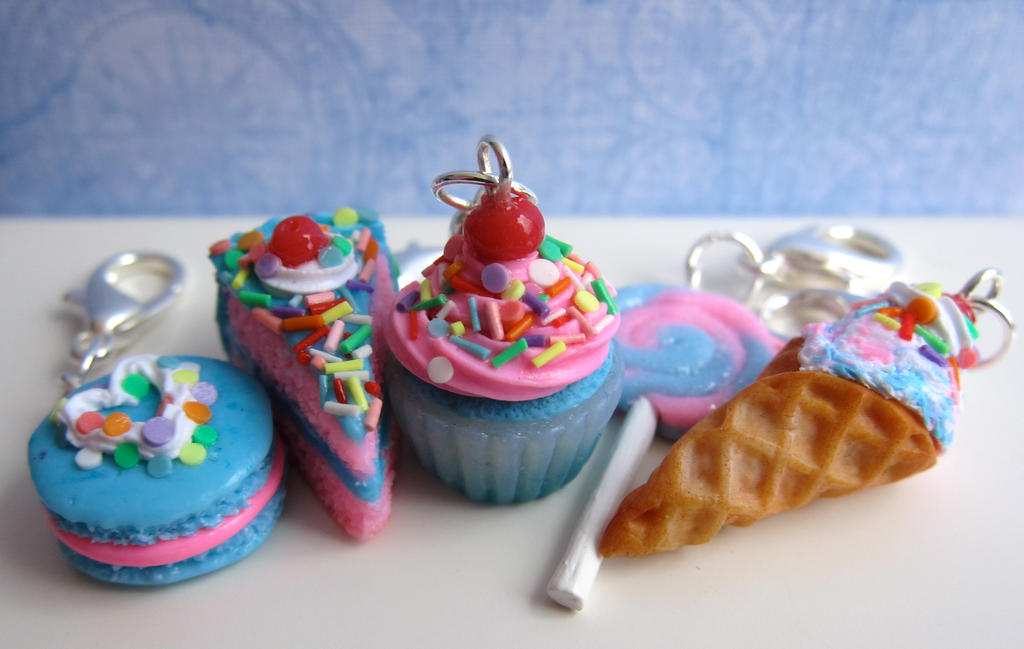 Bright Blue and Pink Food Charms by LittleSweetDreams