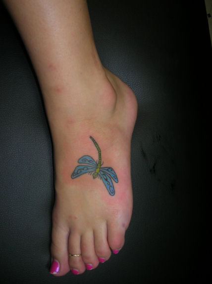 Women Foot Dragonfly Tattoo Picture 2