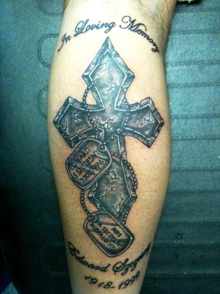 cross and dog tag tattoos