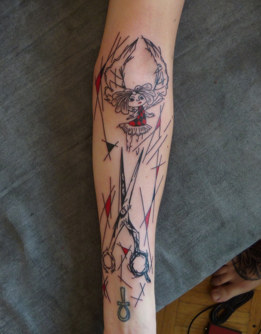 scissor and fairy abstract tattoo by D3adFrog