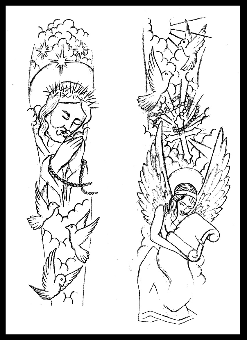 Religious Sleeve Tattoo Designs Sketches