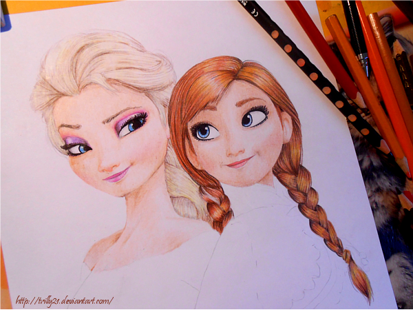 WIP #2 - Elsa and Anna by Trilly21