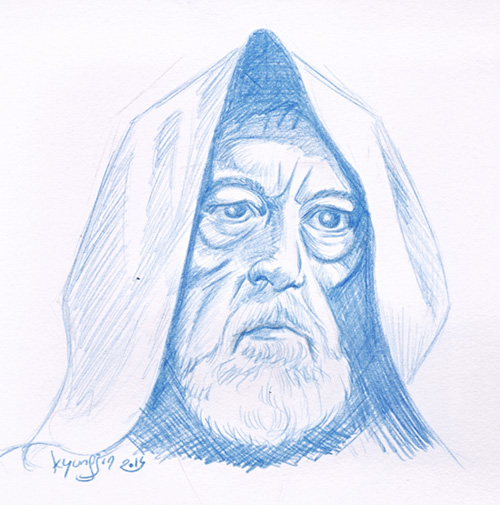 Obi-Wan Kenobi Alec Guinness caricature