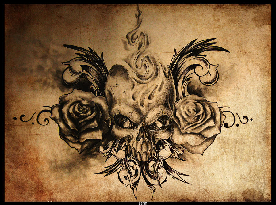 roses with skull by devilsarm on deviantART