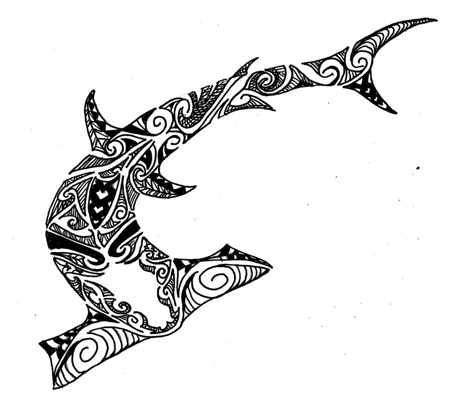Polynesian Tribal Shark Drawings