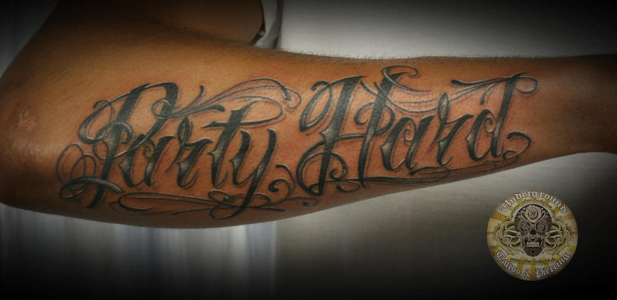 Chicano lettering forearm tat by 2FaceTattoo on deviantART
